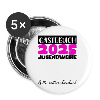 Consécration des jeunes 2025 Livre d'or Cadeau Filles Garçons - Lot de 5 petits badges (25 mm) - blanc - Devant