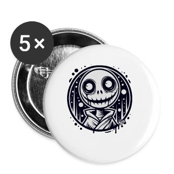 Homme fantôme effrayant - Lot de 5 petits badges (25 mm) - blanc - Devant
