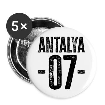 Antalya 07 – Fiers de la Riviera turque - Lot de 5 petits badges (25 mm) - blanc - Devant