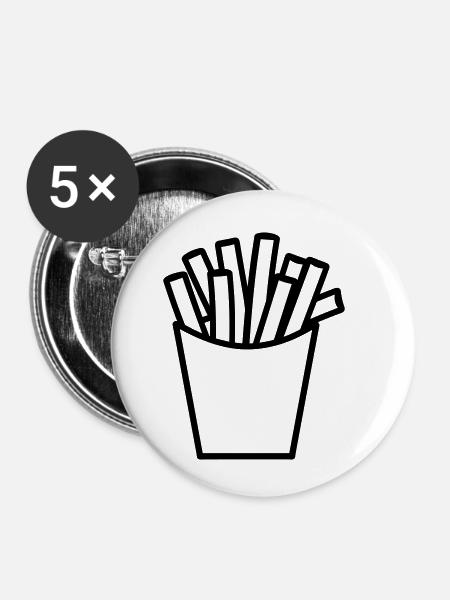 Pommes frites - Buttons klein 25 mm (5er Pack) - Weiß