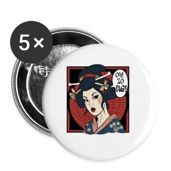Japanese geisha thinks: "It's so big" - Buttons small 1''/25 mm (5-pack) - white - Front