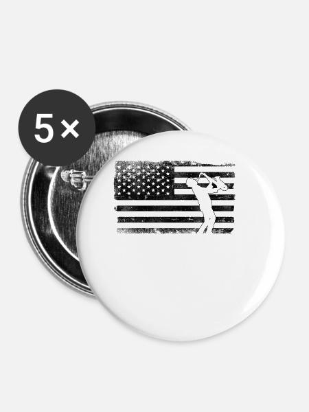 Saxophone American Flag - Buttons klein 25 mm (5er Pack) - Weiß