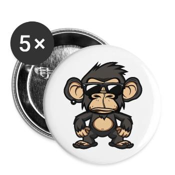 Affe Cool Comic - Buttons klein 25 mm (5er Pack) - Weiß - Vorne