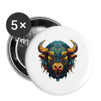 Bulle Portrait Taurus - Buttons klein 25 mm (5er Pack) - Weiß - Vorne