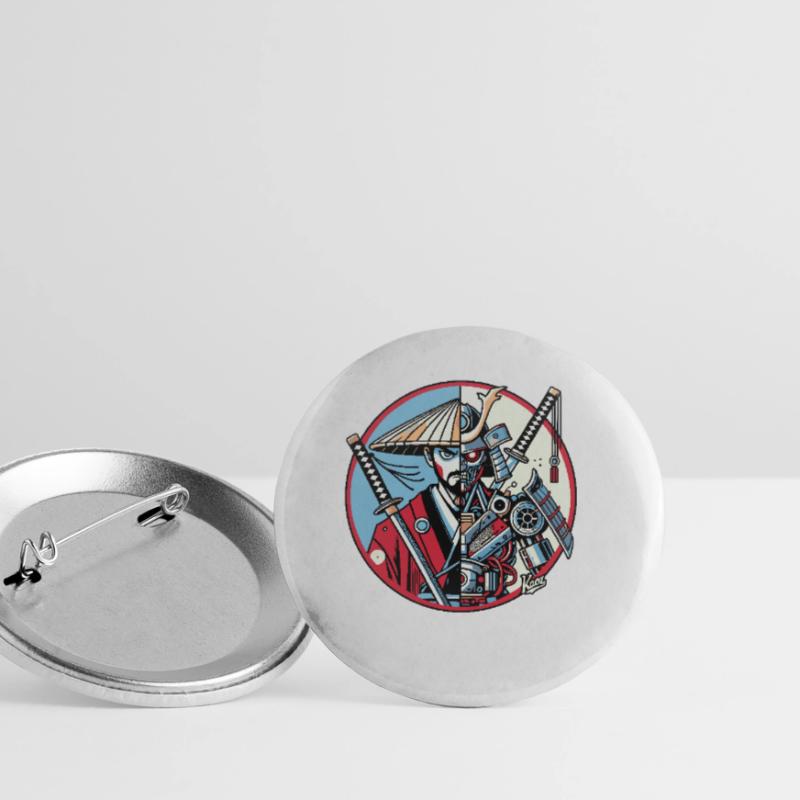 Samurai-Ronin oder Mecha-Shogun Buttons klein 25 mm (5er Pack)