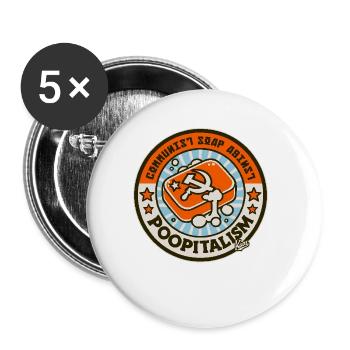 Parody: Communist soap against poopism - Buttons small 1''/25 mm (5-pack) - white - Front
