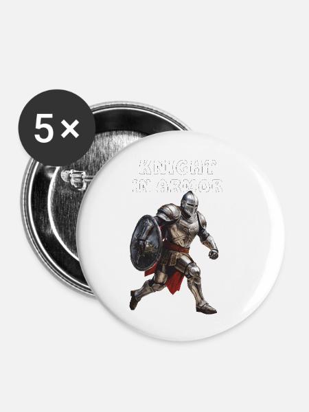 KNIGHT IN ARMOR - Buttons klein 25 mm (5er Pack) - Weiß