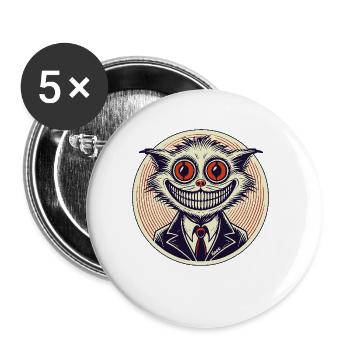 Horreur Grin Chat - Lot de 5 petits badges (25 mm) - blanc - Devant