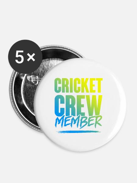 Cricket Crew - Buttons klein 25 mm (5er Pack) - Weiß