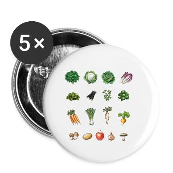 January seasonal vegetables and fruit collage - Buttons klein 25 mm (5er Pack) - Weiß - Vorne