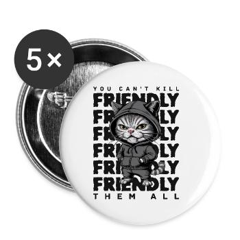 chat agacé drôle de chat dicton - Lot de 5 petits badges (25 mm) - blanc - Devant