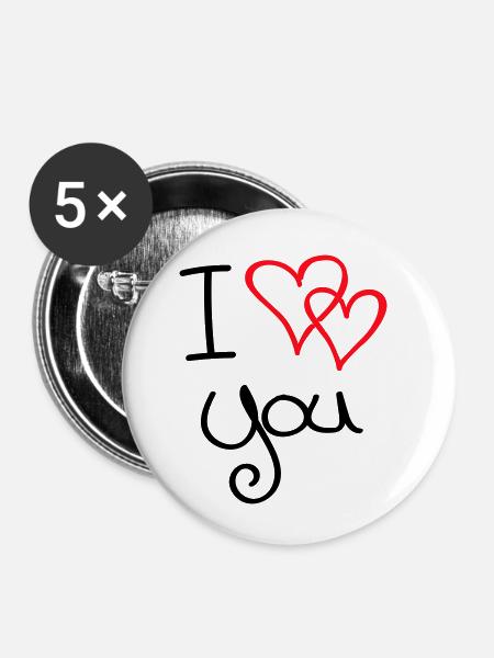 i love you - Buttons klein 25 mm (5er Pack) - Weiß