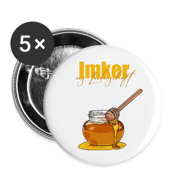 Passionate beekeeper // Illustration - Buttons small 1''/25 mm (5-pack) - white - Front