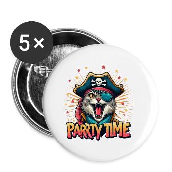Katze Pirat Karneval Kostüm Köln Alaaf Geburtstag - Buttons klein 25 mm (5er Pack) - Weiß - Vorne