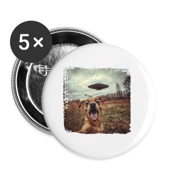 Drôle de chien Selfie Ufo Meme Gift - Lot de 5 petits badges (25 mm) - blanc - Devant