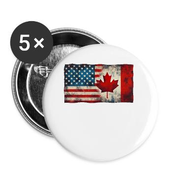 USA Canada Friendship Flag North America - Buttons small 1''/25 mm (5-pack) - white - Front