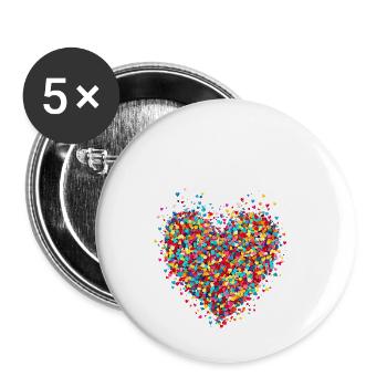 Konfetti im Herzen - Karneval Fasching - Buttons klein 25 mm (5er Pack) - Weiß - Vorne