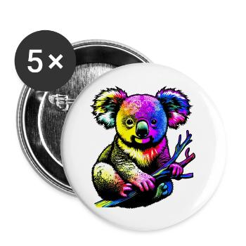 Koala - Buttons klein 25 mm (5er Pack) - Weiß - Vorne