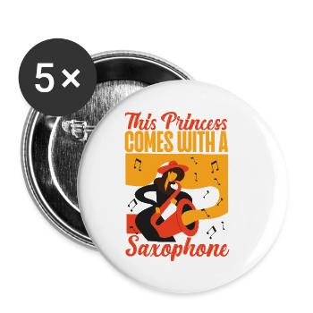 Saxophone This Princess Comes With - Buttons small 1''/25 mm (5-pack) - white - Front