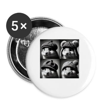 hamster Selfie Drôle Chapeaux Vintage Photo Shoot Anim - Lot de 5 petits badges (25 mm) - blanc - Devant