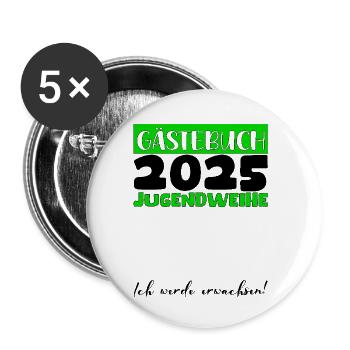Jugendweihe 2025 Gästebuch Geschenk Mädchen Jungen - Buttons klein 25 mm (5er Pack) - Weiß - Vorne