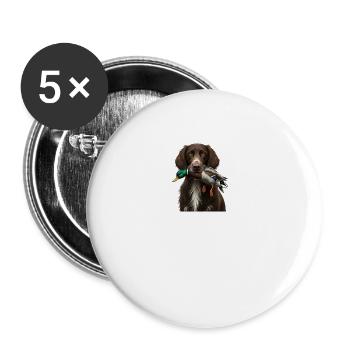 German Longhair I Hunting Dog Pointing Dog Motif for - Buttons small 1''/25 mm (5-pack) - white - Front