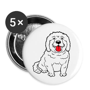 Dear dog sticks out his tongue happily - Buttons small 1''/25 mm (5-pack) - white - Front