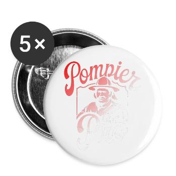Pompier Pro - Lot de 5 petits badges (25 mm) - blanc - Devant