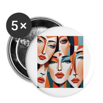 Abstrakte Porträts von Frauen - Buttons klein 25 mm (5er Pack) - Weiß - Vorne