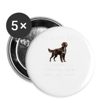 German Longhair I Hunting Dog Pointing Dog Motif for - Buttons small 1''/25 mm (5-pack) - white - Front