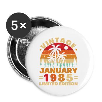 Geburtstagsgeschenk Geboren im Januar 1985 - Buttons klein 25 mm (5er Pack) - Weiß - Vorne