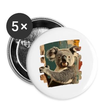 Koala - Buttons klein 25 mm (5er Pack) - Weiß - Vorne