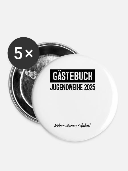 Gästebuch Jugendweihe 2025 - Buttons klein 25 mm (5er Pack) - Weiß