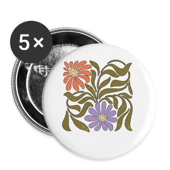 Boho Wildflowers - Buttons small 1''/25 mm (5-pack) - white - Front