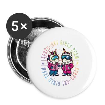 Après-ski Filles Team Licorne - Lot de 5 petits badges (25 mm) - blanc - Devant