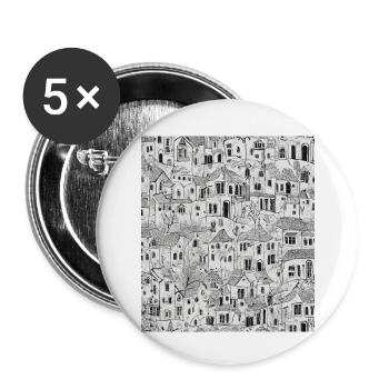 Dessin de la ville - Lot de 5 petits badges (25 mm) - blanc - Devant