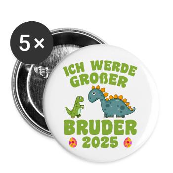 Ich Werde Großer Bruder 2025 - Buttons klein 25 mm (5er Pack) - Weiß - Vorne