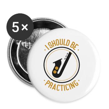 Saxophones que je devrais pratiquer - Lot de 5 petits badges (25 mm) - blanc - Devant