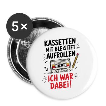 Cassettes Rétro - Lot de 5 petits badges (25 mm) - blanc - Devant