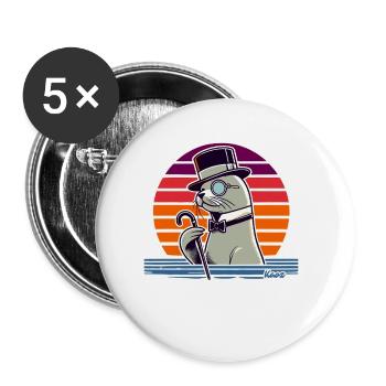 Sceau gentleman avec canne - Lot de 5 petits badges (25 mm) - blanc - Devant