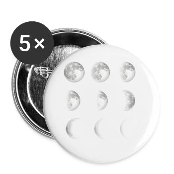 Phases de lune espace - Lot de 5 petits badges (25 mm) - blanc - Devant