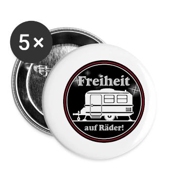 Wohnwagen,Camping,Fun Shirt,Freiheit (25) - Buttons klein 25 mm (5er Pack) - Weiß - Vorne