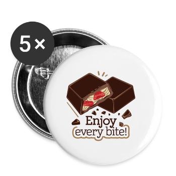 CHOCOLATE BAR ENJOY EVERY BITE - Buttons small 1''/25 mm (5-pack) - white - Front