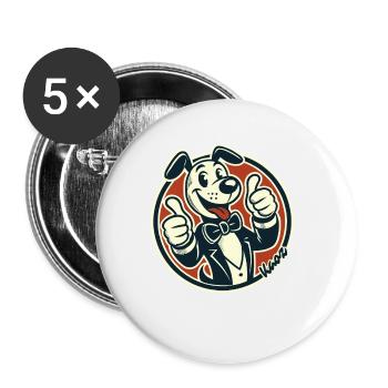 Drôle de chien rétro pouces vers le haut - Lot de 5 petits badges (25 mm) - blanc - Devant