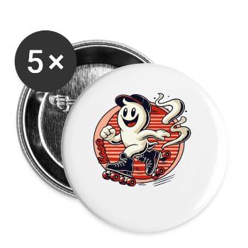 Stinkender kleiner Geist auf Rollschuhen - Buttons klein 25 mm (5er Pack) - Weiß - Vorne