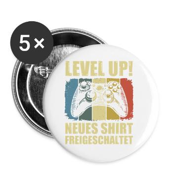 Neues Shirt Freigeschaltet - Buttons klein 25 mm (5er Pack) - Weiß - Vorne
