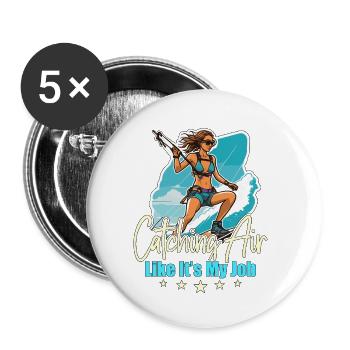 Kiteboarding Catching Air Like It's Windsurfing - Buttons small 1''/25 mm (5-pack) - white - Front
