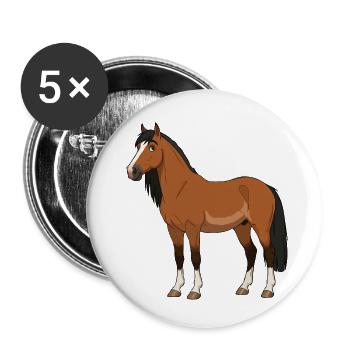 Exmoor Pferderolle - Buttons klein 25 mm (5er Pack) - Weiß - Vorne