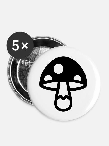 Pilz - Buttons klein 25 mm (5er Pack) - Weiß