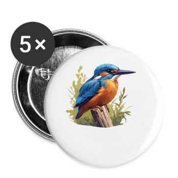 Martin-pêcheur Martin-pêcheur - Lot de 5 petits badges (25 mm) - blanc - Devant